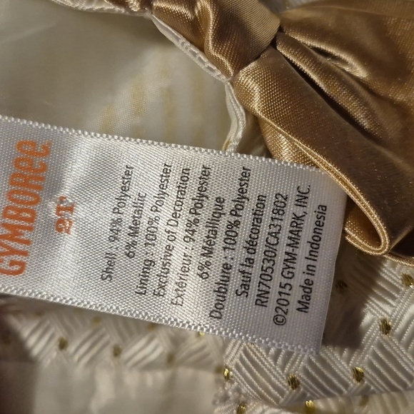 Gymboree girls size 2T gold shift style dress with gold bow, NWOT - Picture 6 of 6
